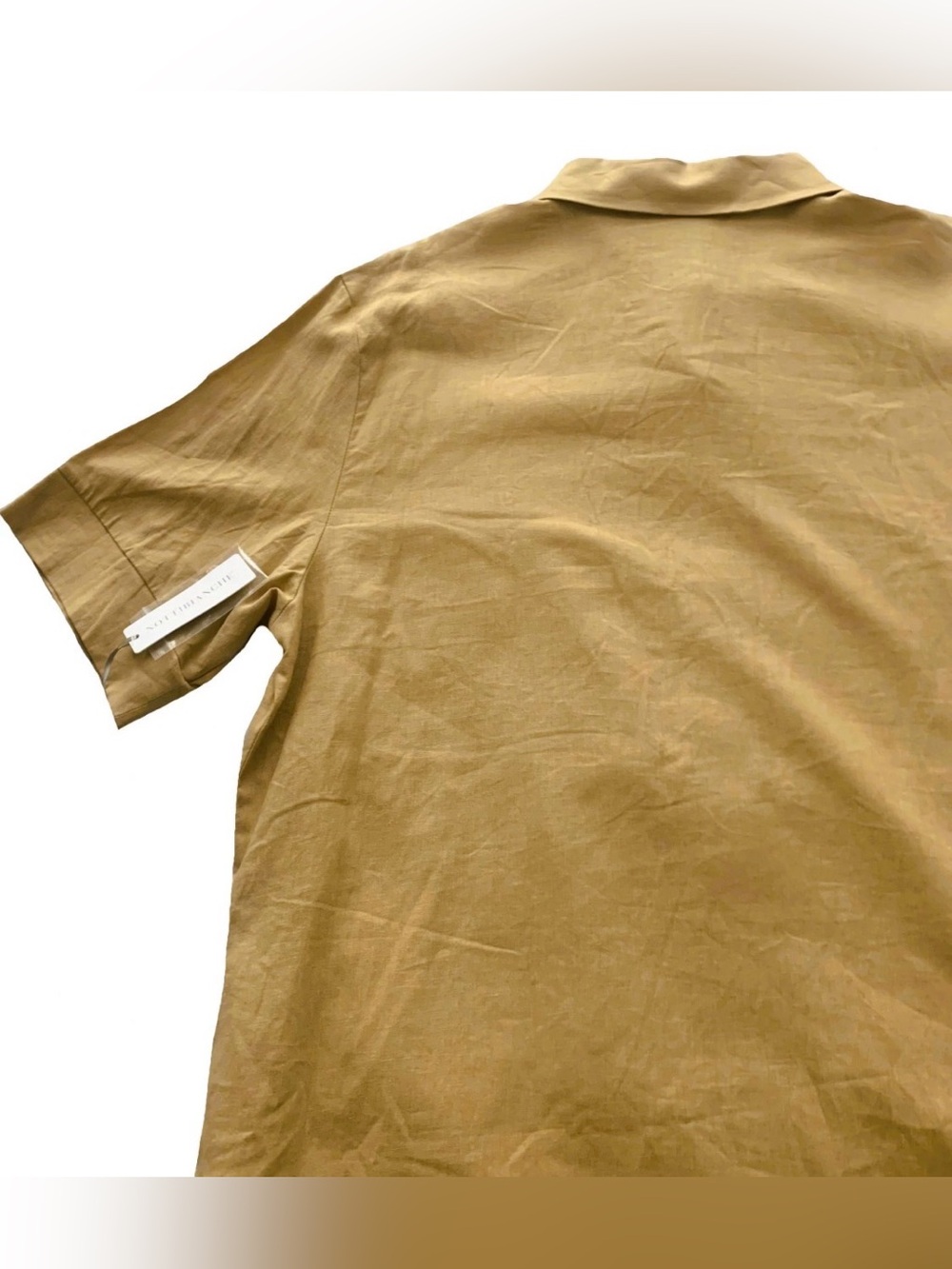 NEW Size L Womens Nottibianche Casual Linen Maxi House Dress Pockets Tan $58 - Picture 5 of 9